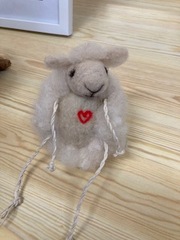 A lovely felted sheep made by Julie